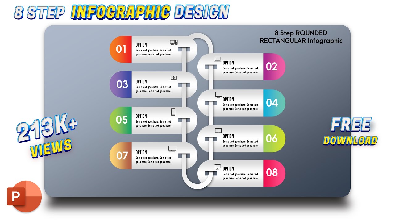 17.MS PowerPoint Tutorial - 8 step Connected Shapes Infographic Presentation