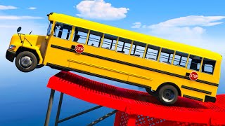 Trucks Jumping Into Water - GTA 5 School Bus #3