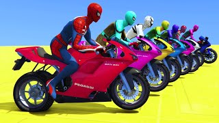 GTA V Epic New Stunt Race For Car Racing Challenge, (Spiderman Fails Shark Jumps)