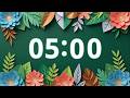 5 Minute Timer — Paper Craft Floral + Soft Bell | Silent, No Music