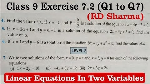 RD Sharma Ex 7.2 Q1 to Q7 Solutions for Class 9 Maths Chapter 7 Linear Equations in two Variables