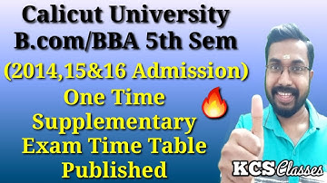 B.com/BBA 5th Sem One Time Supplementary Exam Time Table Published (2014,15&16 Admission)Calicut Uty