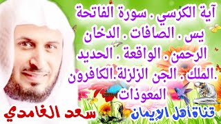 أية الكرسي الفاتحة يس الرحمن الواقعة الملك الدخان الحديد الجن الصافات الزلزلة المعوذاتين سعد الغامدي