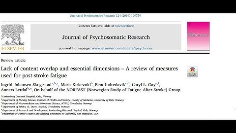 Lack of content overlap and essential dimensions- A review of measures used for post-stroke fatigue.