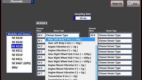 Industrial data logger software. Channels tab.