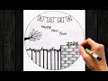 Happy New Year Drawing 2026 | 2026 easy Drawing | New year Drawing | New year scenery drawing 