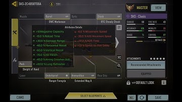 R30 with SKS 🤩Gunsmith Attributes & Sensitivity for CoDM Zombies Clasic🤩