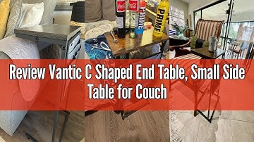 Review Vantic C Shaped End Table, Small Side Table for Couch and Recliner, Slide Under Sofa Tray Des