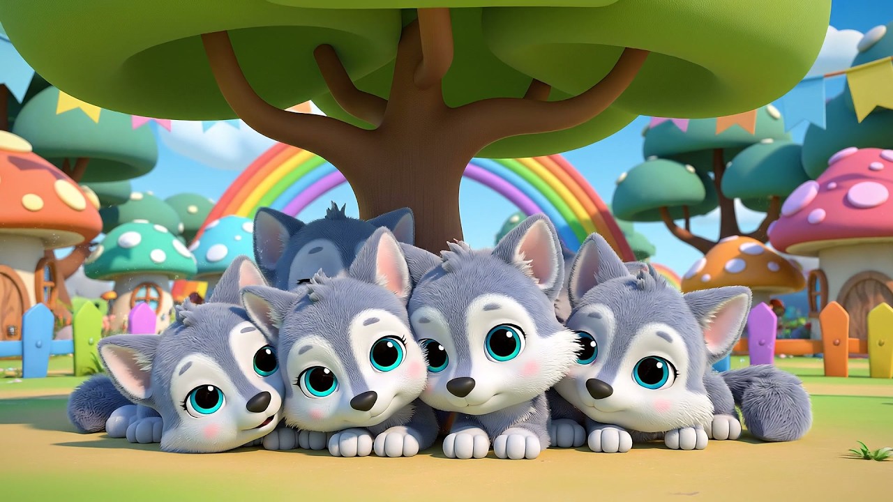 Five Little Wolves Run Run Run | Fast Animal Song & Kids Nursery Rhymes ...