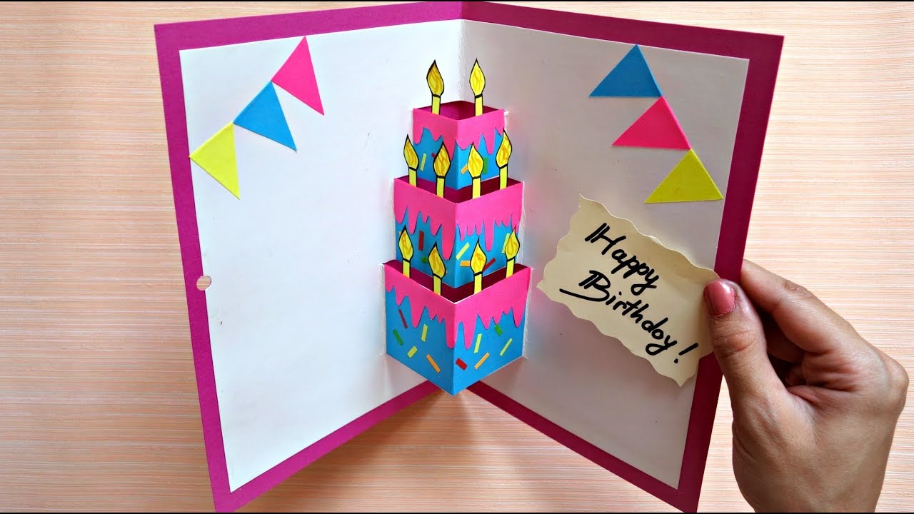 Birthday card pop up | How to make birthday cards - YouTube