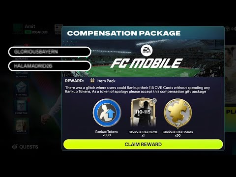 NEW GLITCH COMPENSATION GIFT PACKAGE ANNOUNCED 😨⁉️ GET 110+ GLORIOUS ERAS CARD FOR 🆓🔥