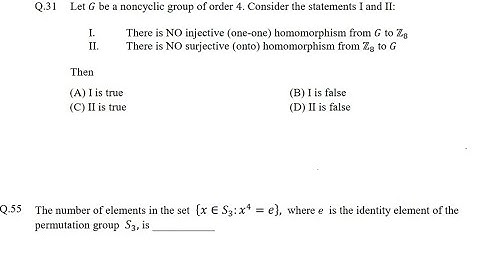 IIT JAM Mathematics 2019 ( Question Number 31, 55 )