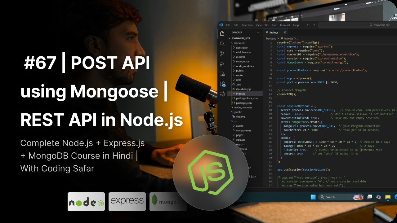 NodeJS Tutorial in Hindi #67 | POST API using Mongoose | REST API in ...