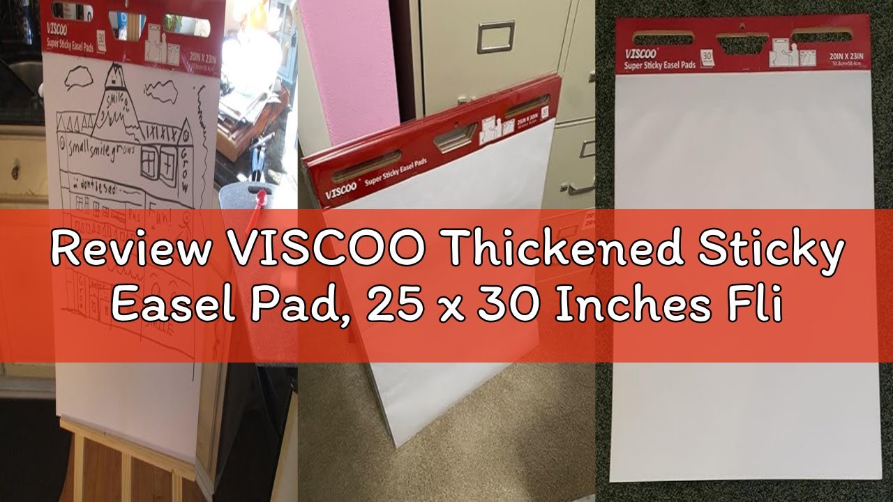 Review VISCOO Thickened Sticky Easel Pad, 25 x 30 Inches Flip Chart Paper for Teachers, Giant Self-S