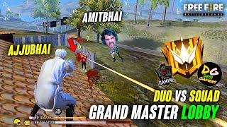 AJJUBHAI AND @DesiGamers_ OP DUO VS SQUAD GAMEPLAY IN GRAND MASTER LOBBY - FREE FIRE HIGHLIGHTS