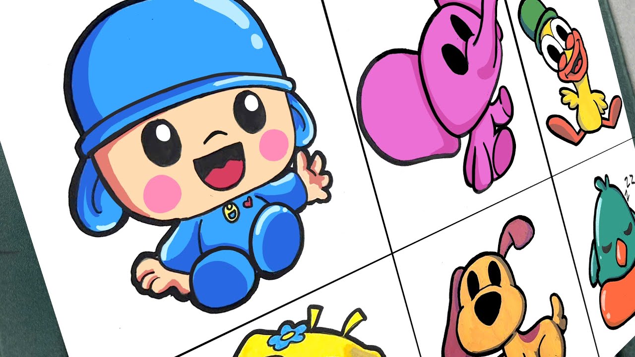 Drawing All Pocoyo Characters in Chibi Style | Pocoyo, Bea, Pato , Elly , Loula , Sleepy Bird
