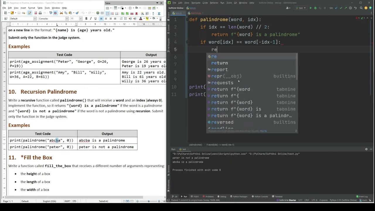 SoftUni Advanced - 09. Recursion Palindrome - Functions Advanced ...