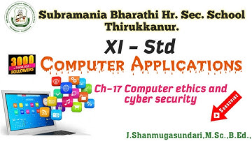 XI STD COMPUTER APPLICATION CHAPTER: 17 cyber security threats, introduction to ICT Act