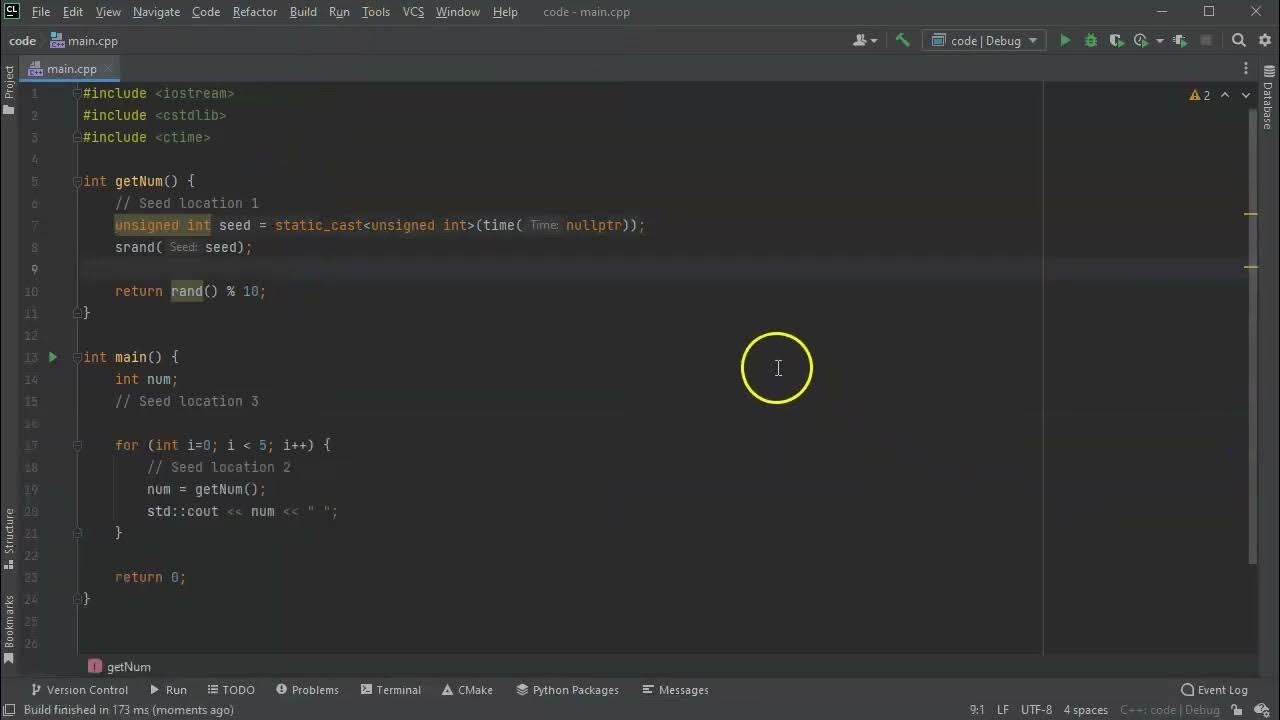 Seeding the C++ Random Number Generator example - YouTube