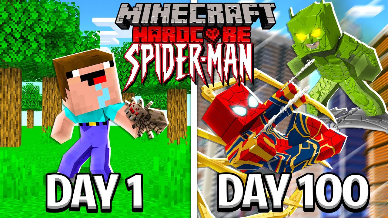 Baby Shark - I Survived 100 Days as SPIDERMAN in HARDCORE Minecraft - Animation!