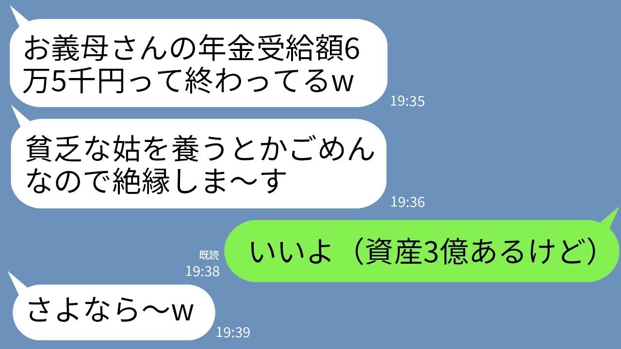資産3億の私が年金6.5万で絶縁宣告された義母に黙って仕返しした結果www
