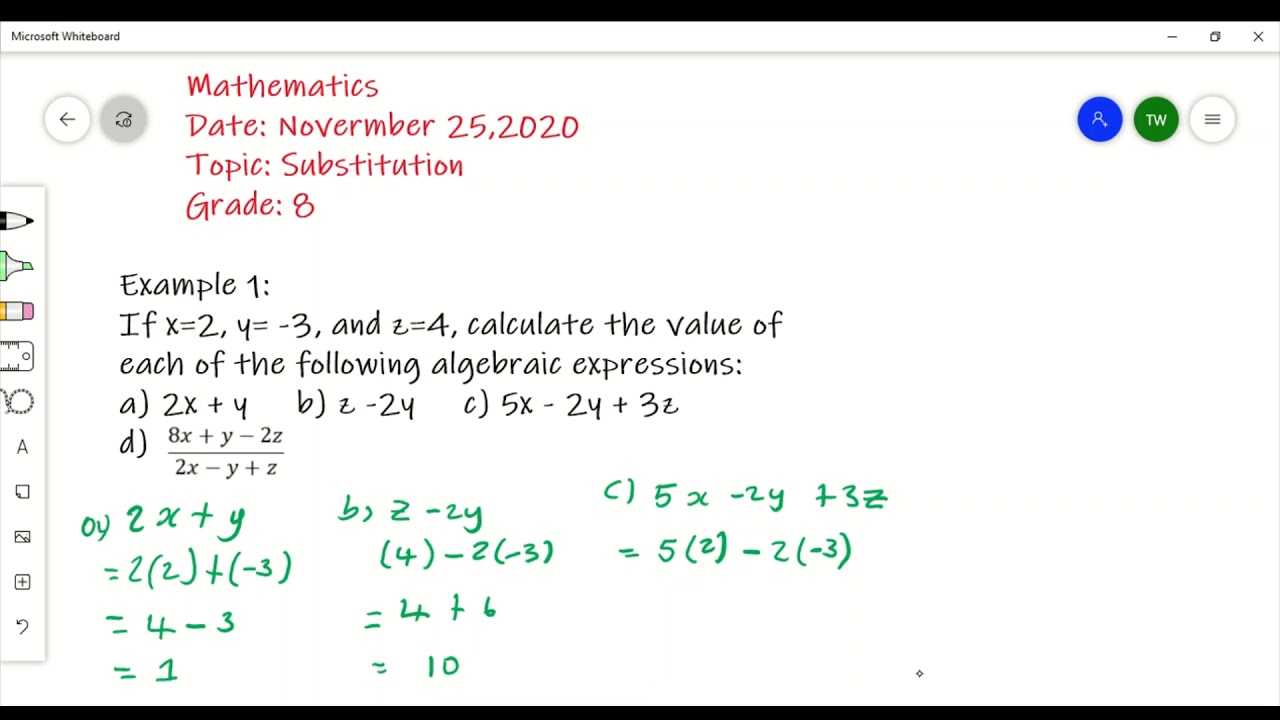 Substituting A Number For A Symbol In An Algebraic Expression PART A Substituting A Number For A Symbol In An Algebraic Expression PART A