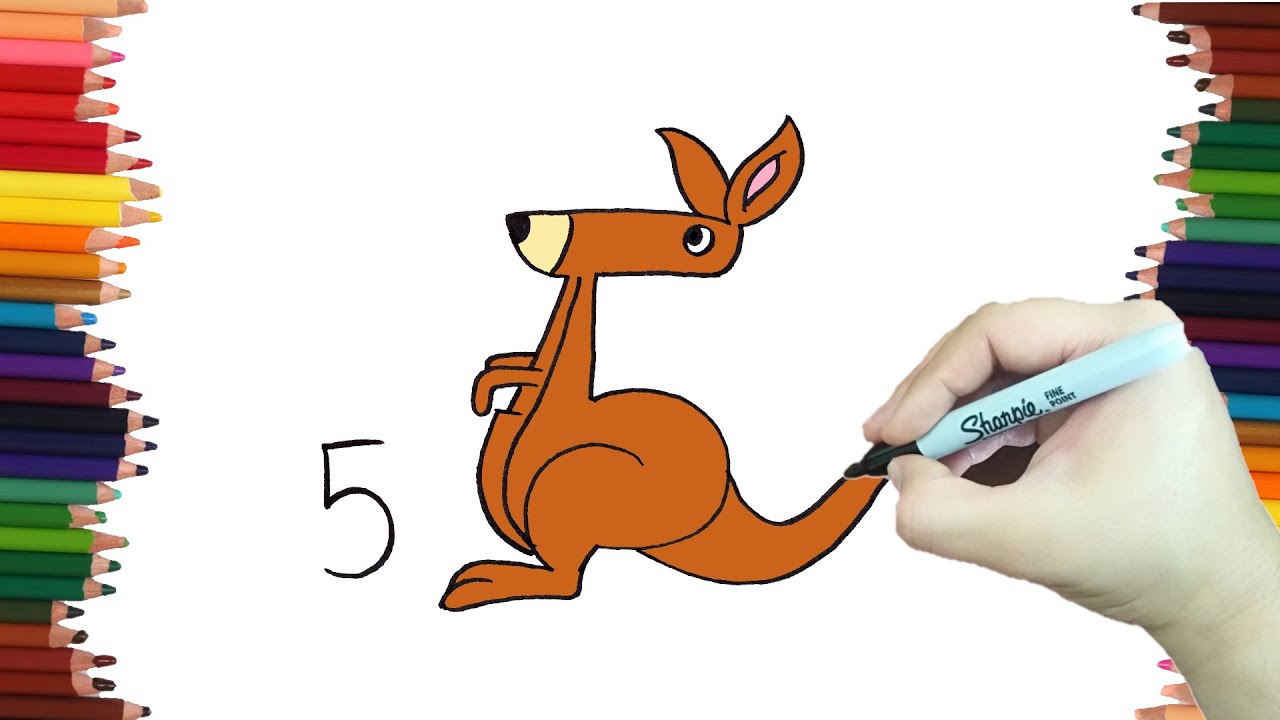 Como dibujar un CANGURO a partir DEL NUMERO 5 - Dibujos con NUMEROS para  Principiantes MUY FACIL - thptnganamst.edu.vn