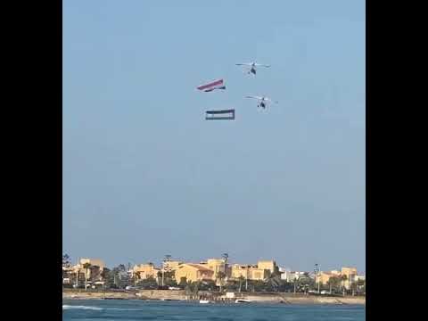 علم مصر و فلسطين في سماء شرم الشيخ بعد التوصل لاتفاق وقف الحرب في فلسطين فلسطين حرة ريلز