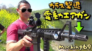 カラス撃退用エアガン撃つ!!【軽トラツーリング】