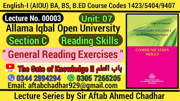 Lecture 3_Unit 07_ BA,B.ED,BS, English-I - Course Codes 1423/5404/9407 Allama Iqbal Open University