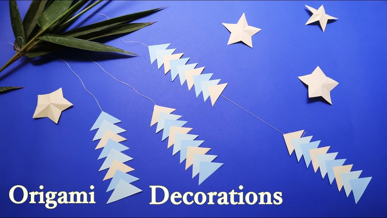 七夕飾り 折り紙 三角つづり 簡単な作り方 7月の飾り Origami Decorations Easy Tutorial Balalaika 折り紙モンスター