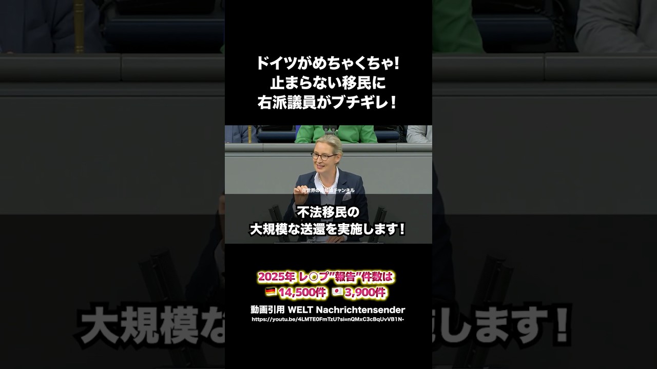 ドイツがめちゃくちゃ!、止まらない移民に右派議員がブチギレ! #ドイツ #移民 #高市早苗 #shorts