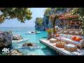 Morning Seaside Cafe Ambience with Upbeat Bossa Nova Jazz Music &amp; Ocean Sounds for Great Mood
