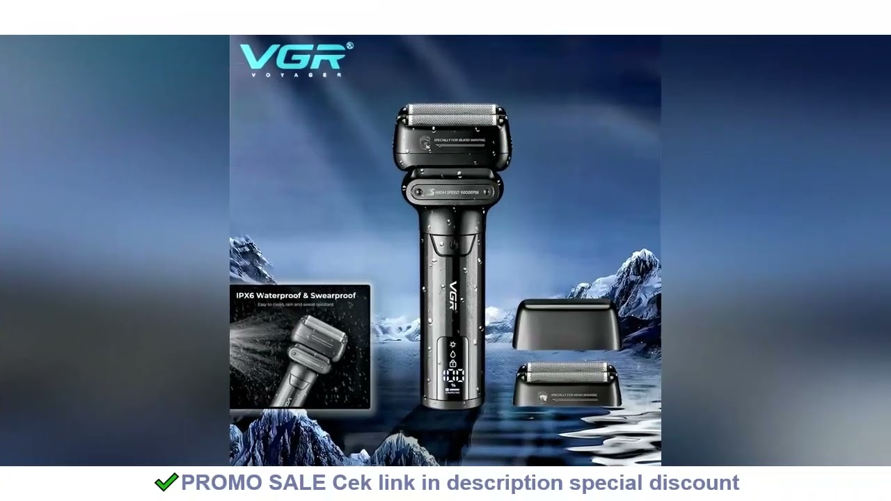 VGR Face Shaver Professional 0MM Foil Shaver 9000 RPM Shaving Beard Machine Electric Reciprocating S