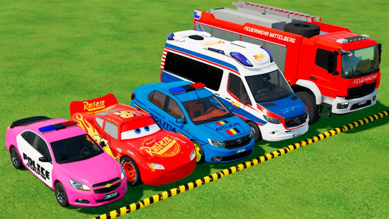 CHEVROLET, DACIA, AUDI, LAND ROVER POLICE CARS VOLKSWAGEN AMBULANCE EMERGENCY TRANSPORTING FS22 #4