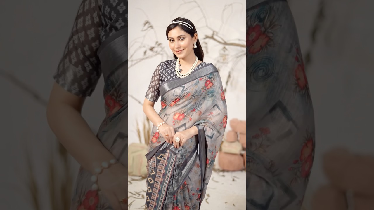 Grey Linen Cotton Saree