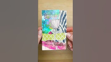 Daily art practice on index card with gelli prints + fodder. #shorts #mixedmedia