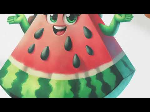 Framed Watermelon Character Art Print, Cute Fruit Wall Decor, Kids Room Gift