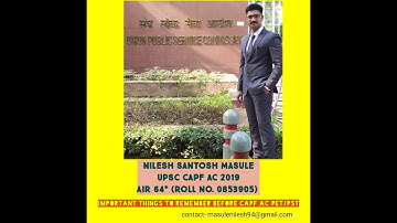 IMPORTANT POINTS FOR UPSC CAPF AC PET/PST/MST|AIR 64 NILESH MASULE|