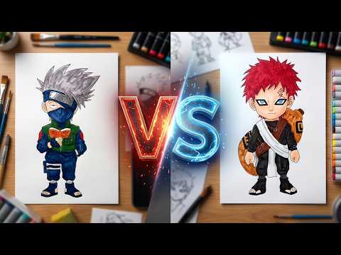 PINTANDO PERSONAJES DE NARUTO - KAKASHI VS GAARA