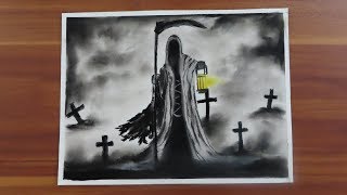 Scary Drawings - How To Draw Scary Scene of Grim Reaper || Horror Drawings screenshot 1