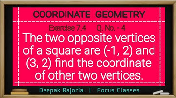 Class 10 Ex 7.4 Q4 (Coordinate Geometry) The two opposite vertices of a square are (-1, 2) and(3, 2)