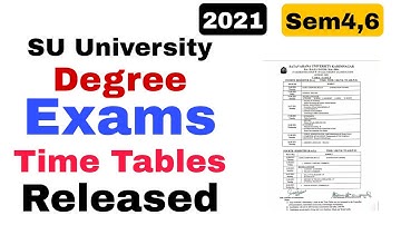 SU University Degree Exam Time tables Released Officially 2021 || degree exams latest news 2021 #SU