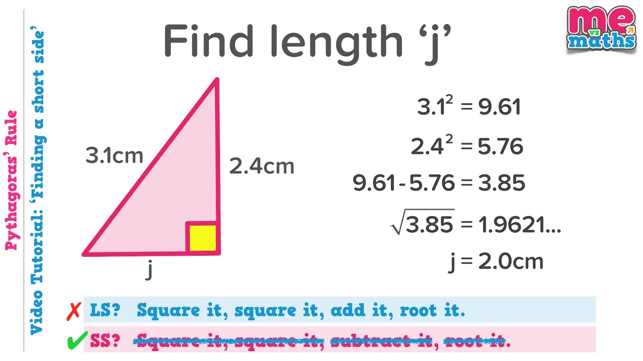 Pythagoras Theory Theorem Rule Finding A Shorter Side Tutorial Revision 2 3 Hd Youtube