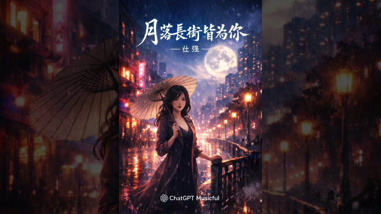 AI 歌曲---月落長街皆為你。作者：仕強 / Chatgpt / Musicful 