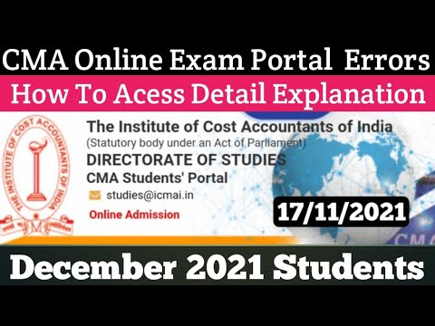 CMA Online Exam Portal Error How To Access Detail Explanation For December 2021 Students | CMA | Kci