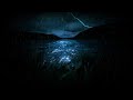 Ocean rainstorm and thunder sounds for sleeping  dimmed screen waves with rain and thunder