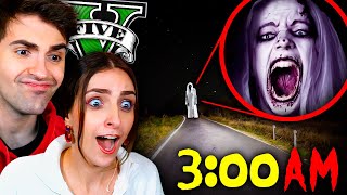 Decidí JUGAR GTA 5 a las 3 A.M. con MI HERMANA y se nos apareció esto !! 😱👱‍♀️😈