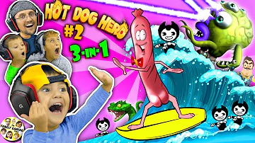 SHAWN plays HOT DOG HERO! 😆 Bendy & Hello Neighbor get Eaten!! (FGTEEV 3-in-1 Games w/ Venom)