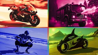 RED SHARK BIKE 🆚 PURPLE MONSTER TRUCKBLUE SPIDER 🆚 GREEN ORCA CAR💥 CRAZY BRAINROT | Tiles Hop EDM